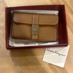 Salvatore Ferragamo Brown Leather Key Holder Wallet